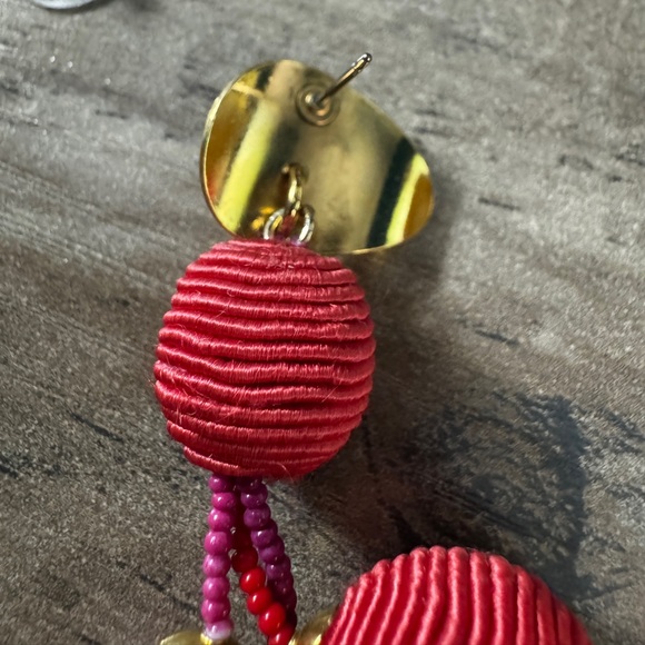 Lizzie Fortunato Pink Meteor EUC Gold Tone Post Back Statement Earrings Runway - Picture 7 of 9